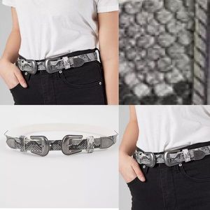 Snakeprint  Faux Leather Double Buckle Belt
